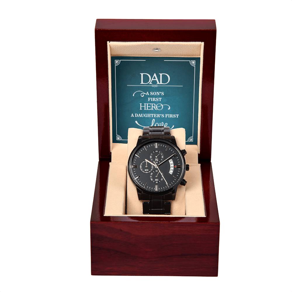 A Son's First Hero – Black Chronograph Watch
