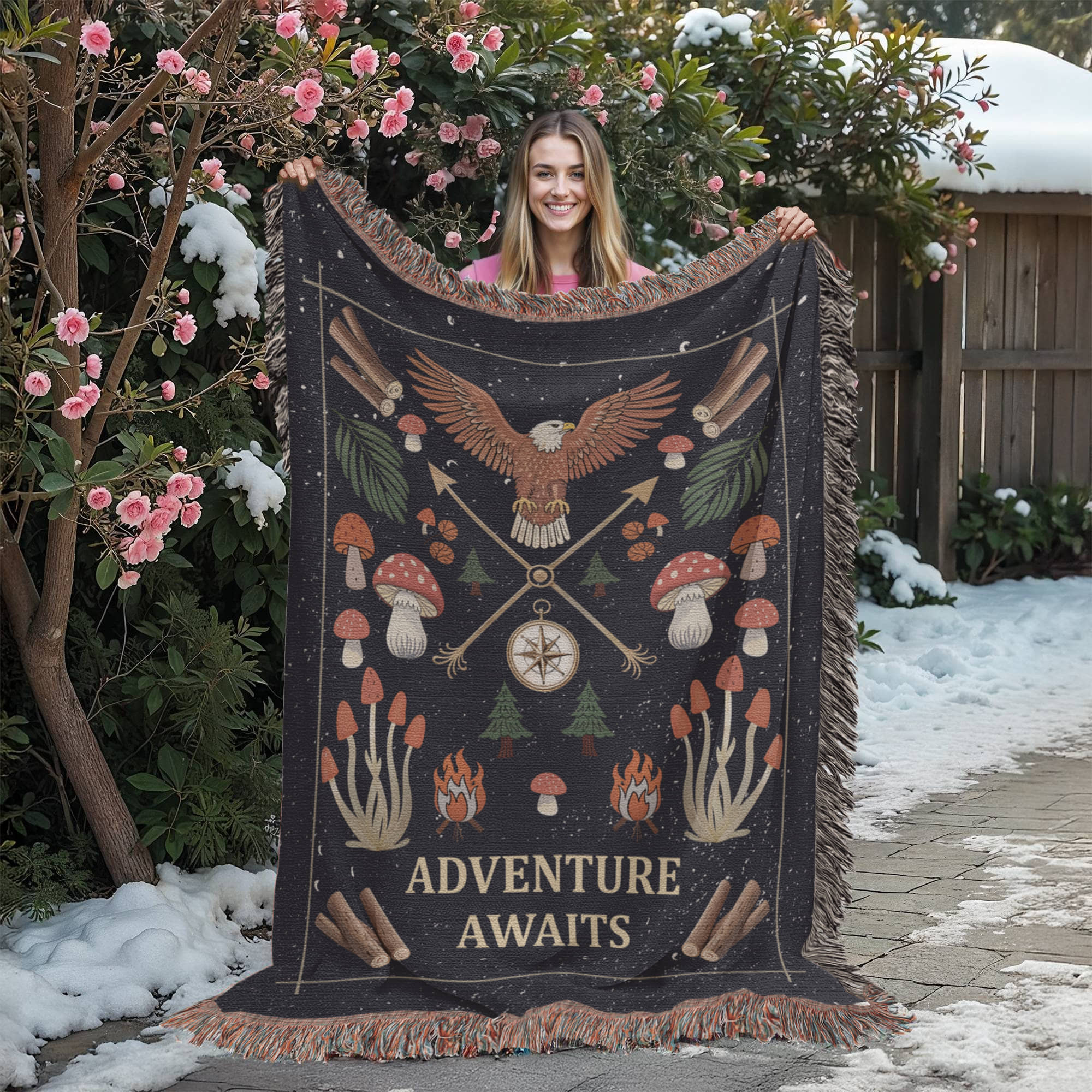 Adventure Awaits Woven Blanket